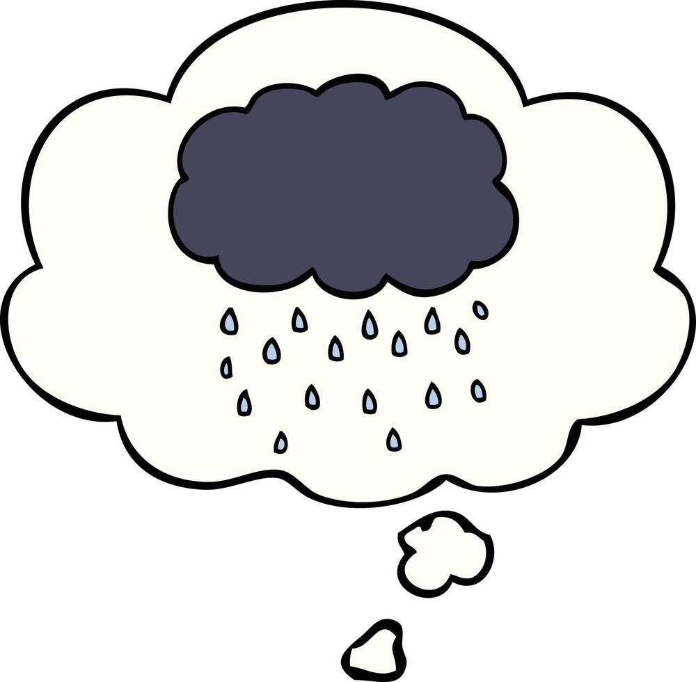 nuage de dessin animé pleuvant et bulle de pensée vecteur