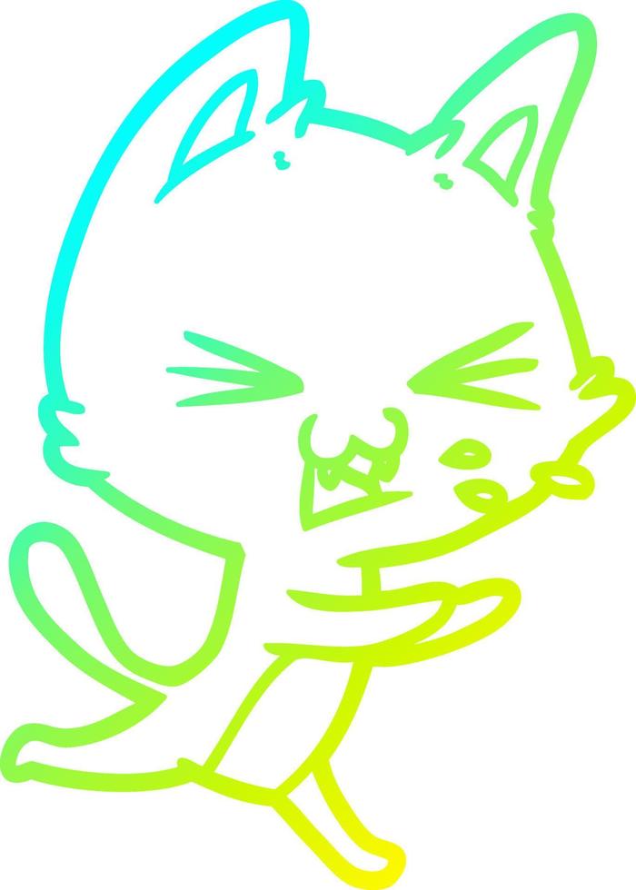 ligne de gradient froid dessin chat de dessin animé sifflement vecteur