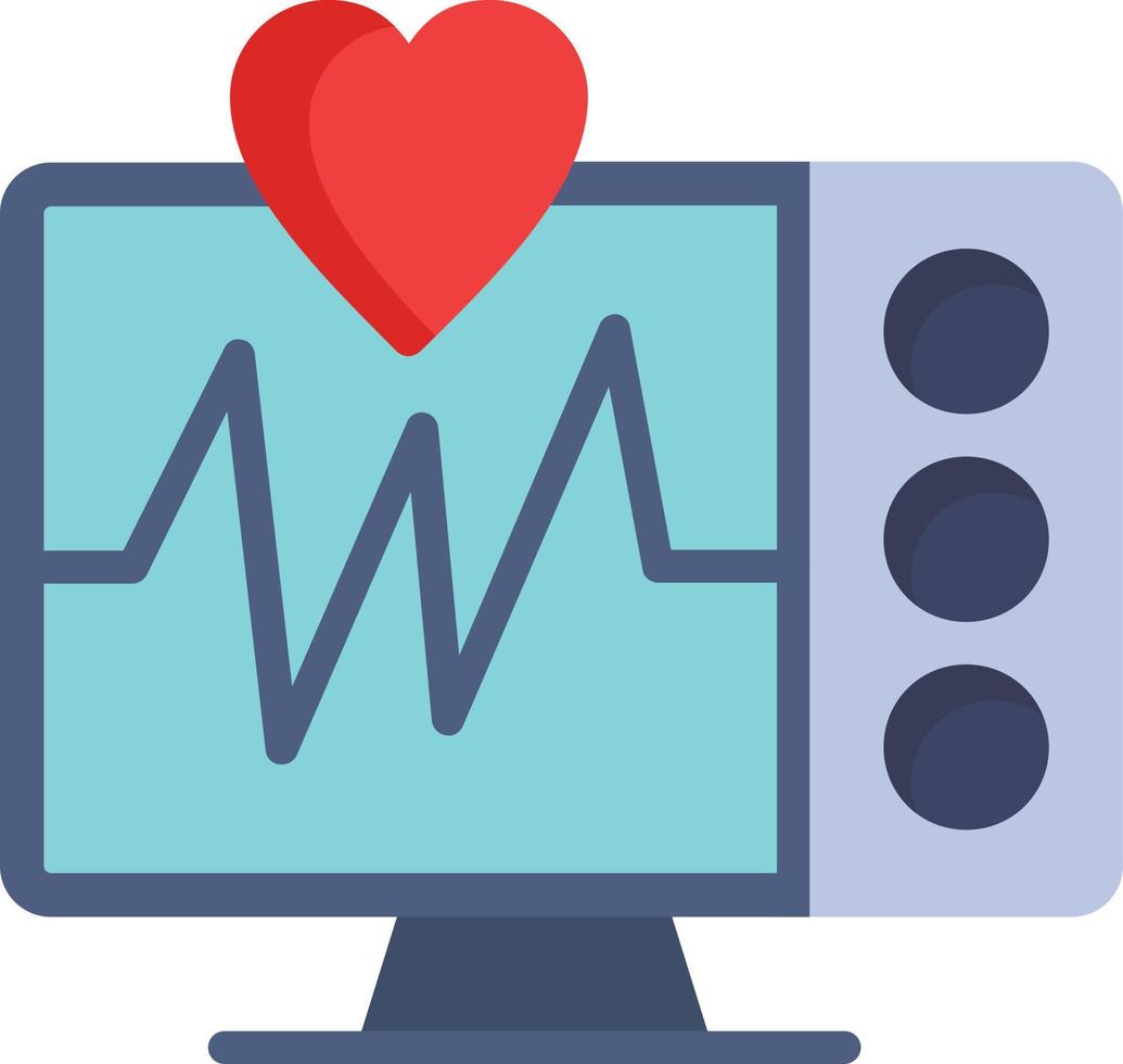 icône plate du moniteur ecg vecteur