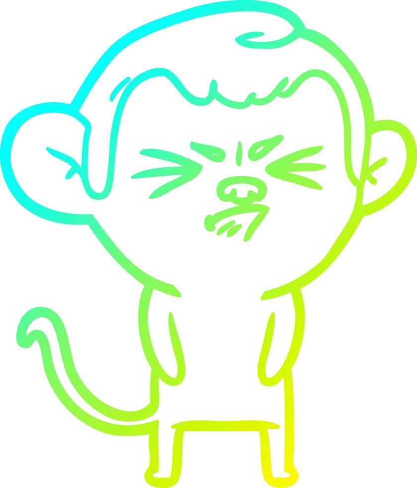 ligne de gradient froid dessin dessin animé singe agacé vecteur
