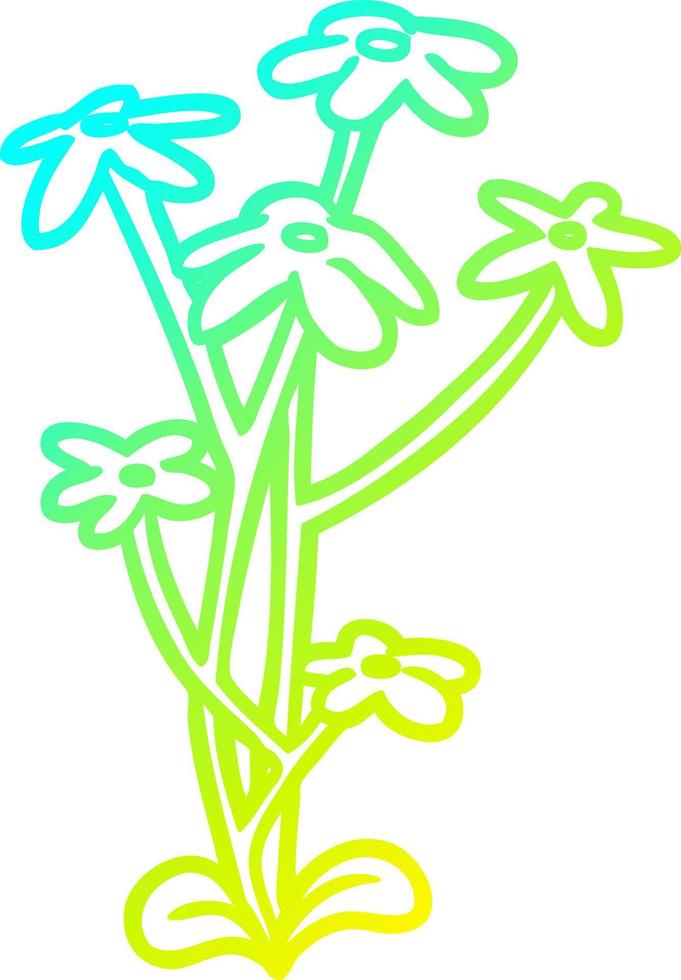 fleur de dessin de ligne de gradient froid vecteur