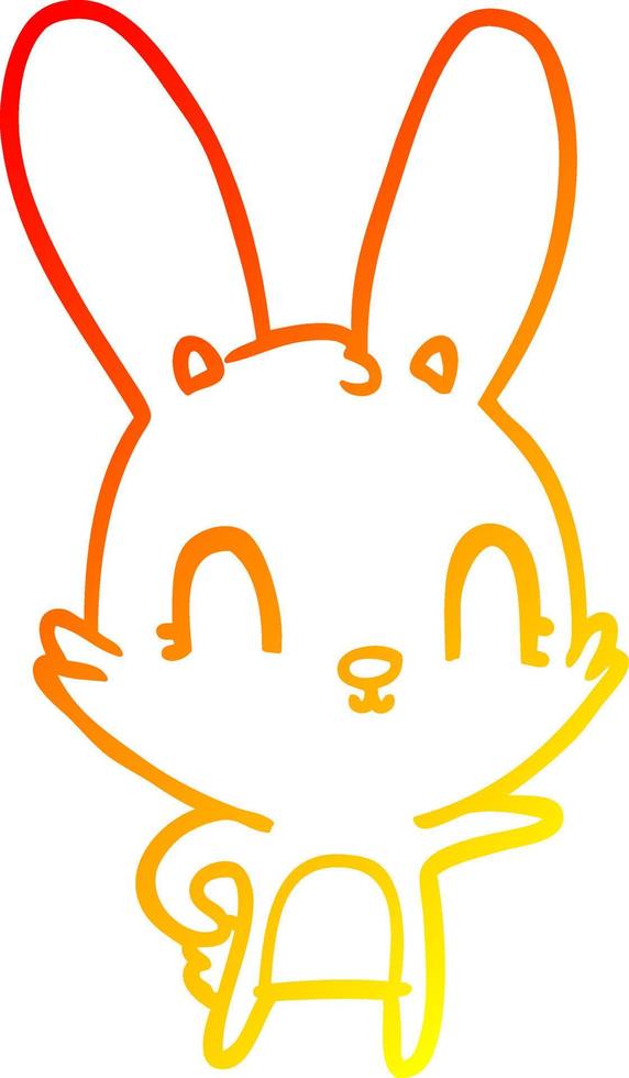 ligne de gradient chaud dessinant un lapin de dessin animé mignon vecteur