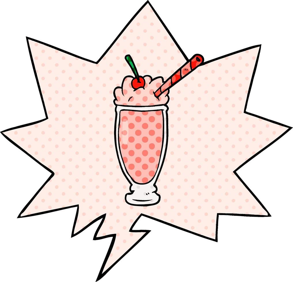 dessin animé milkshake et bulle de dialogue dans le style de la bande dessinée vecteur