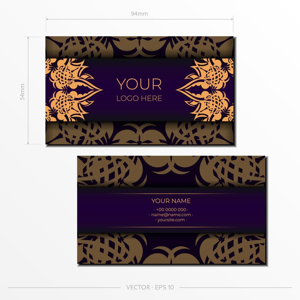modèle de cartes de visite de luxe violet. ornements décoratifs de carte de visite, motif oriental, illustration. vecteur