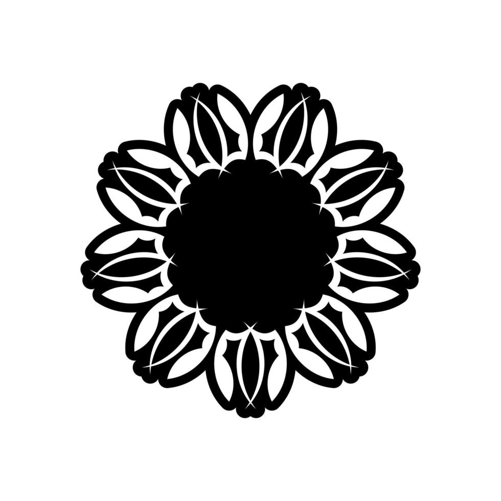logo de mandala indien. logo noir et blanc. vecteur oriental, modèles de thérapie anti-stress. éléments de conception de tissage. vecteur de logos de yoga.