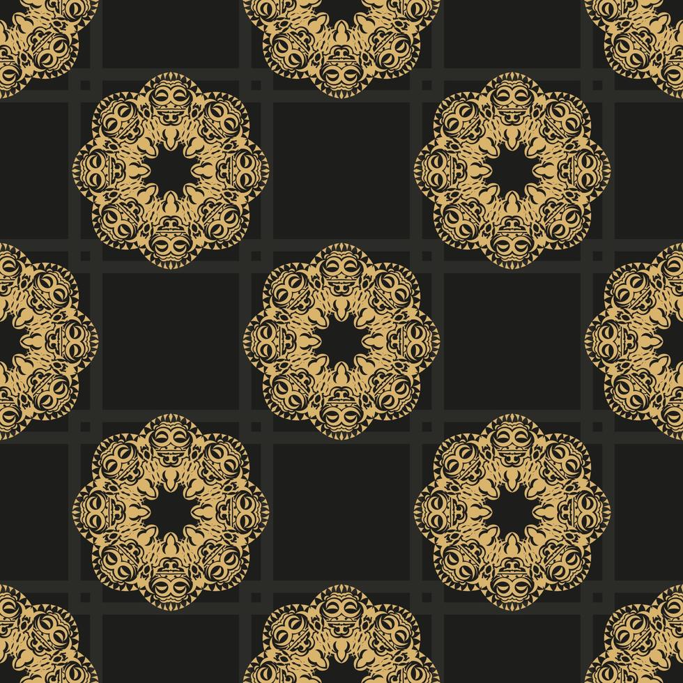 fond abstrait vectorielle continue noir et jaune chinois. papier peint dans un modèle de style vintage. élément floral indien. ornement graphique pour papier peint, tissu, emballage et papier. vecteur