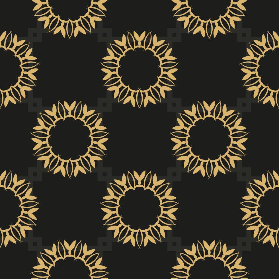 fond abstrait vectorielle continue noir et jaune chinois. papier peint dans un modèle de style vintage. élément floral indien. ornement pour papier peint, tissu, emballage, emballage. vecteur