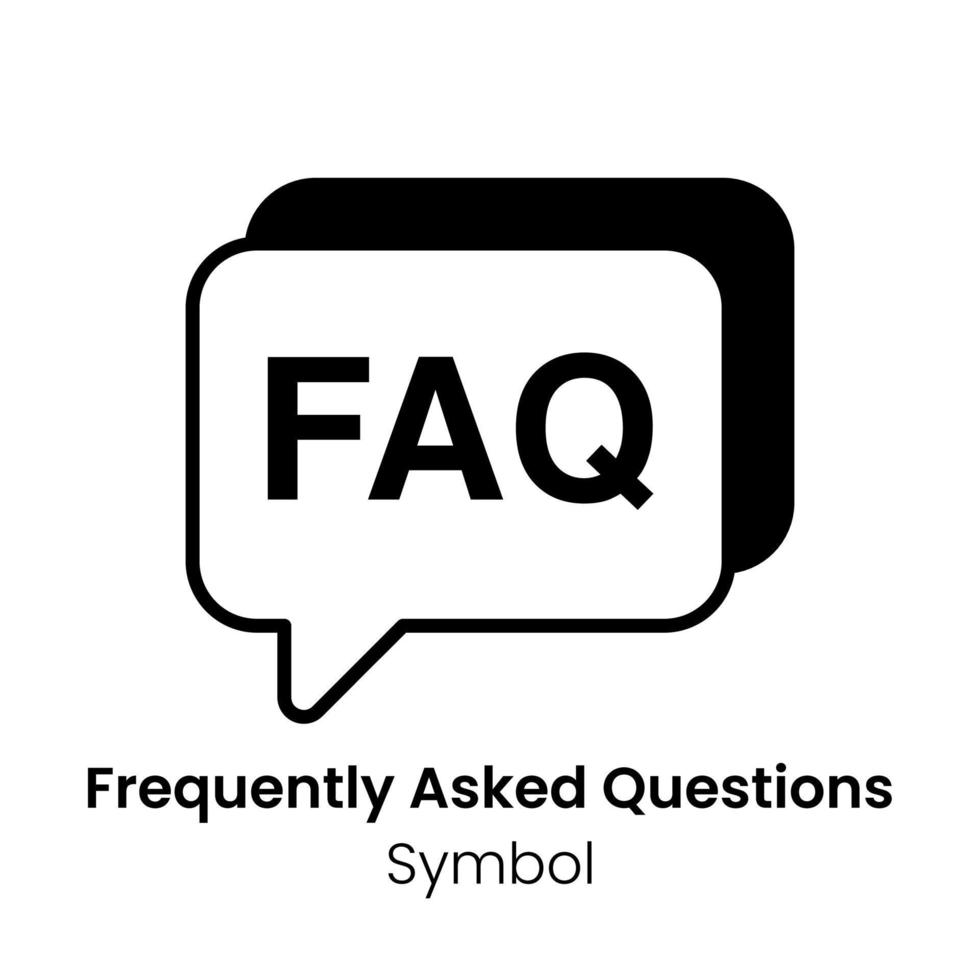 faq icône vecteur avec ombre noire. symbole d'aide. illustration vectorielle propre et moderne pour un site Web ou des applications mobiles isolées sur fond blanc. mieux utilisé pour l'icône de la question fréquemment posée.