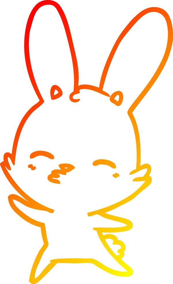 ligne de gradient chaud dessinant un dessin animé de lapin curieux vecteur