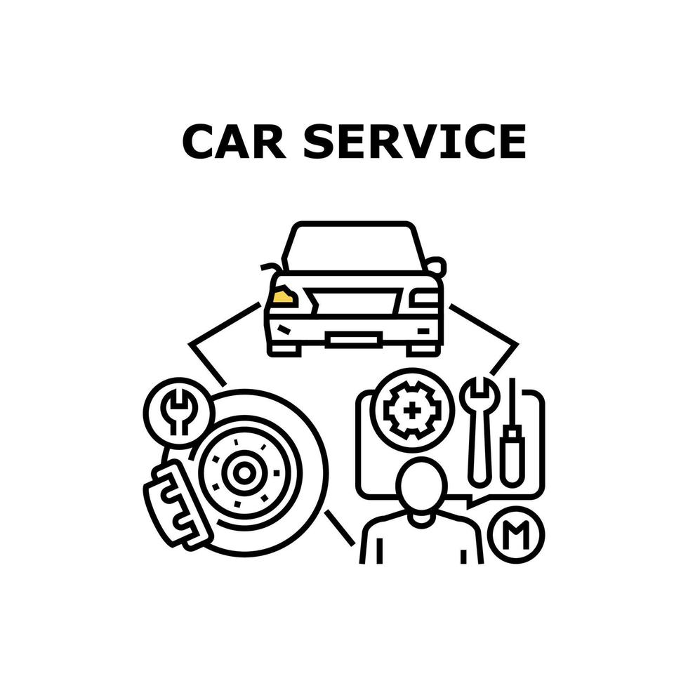 illustration noire de concept de vecteur de service de voiture