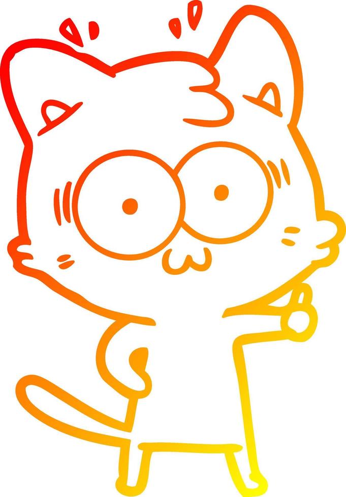 chaud gradient ligne dessin dessin animé chat surpris vecteur