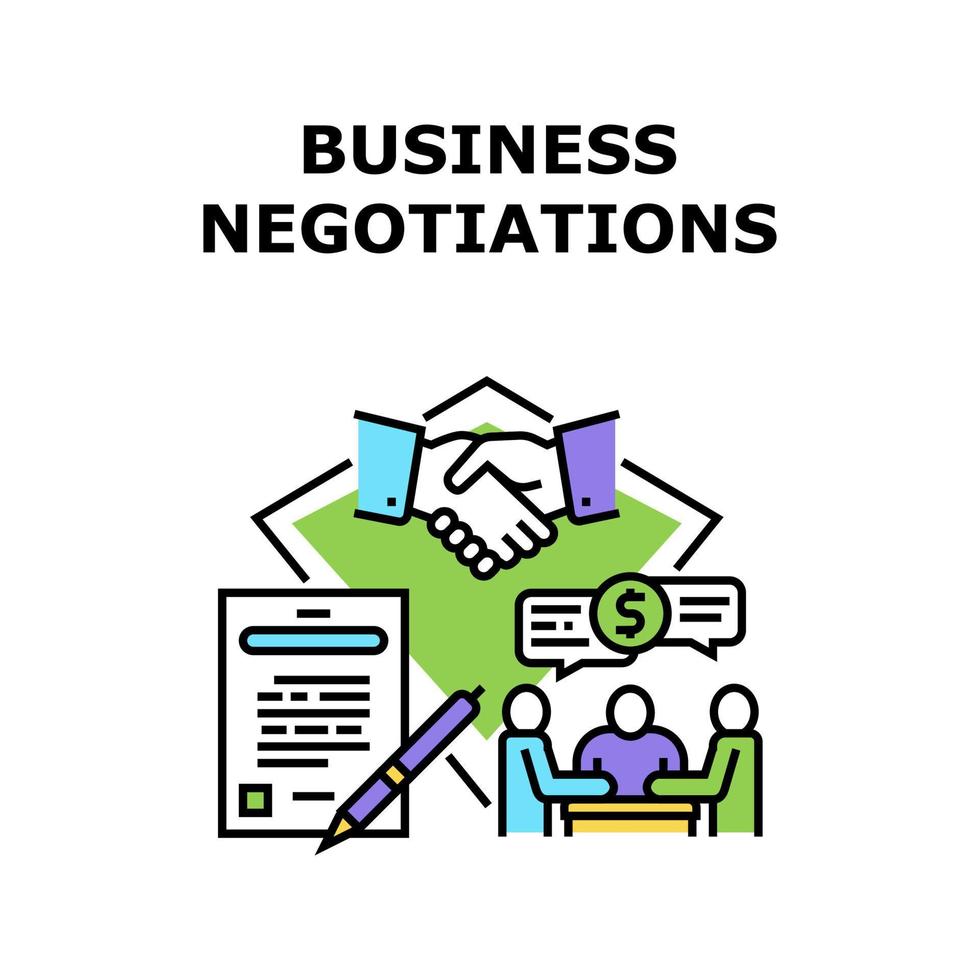 illustration couleur du concept de négociations commerciales vecteur