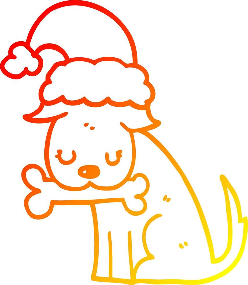 ligne de dégradé chaud dessinant un joli chien de noël vecteur