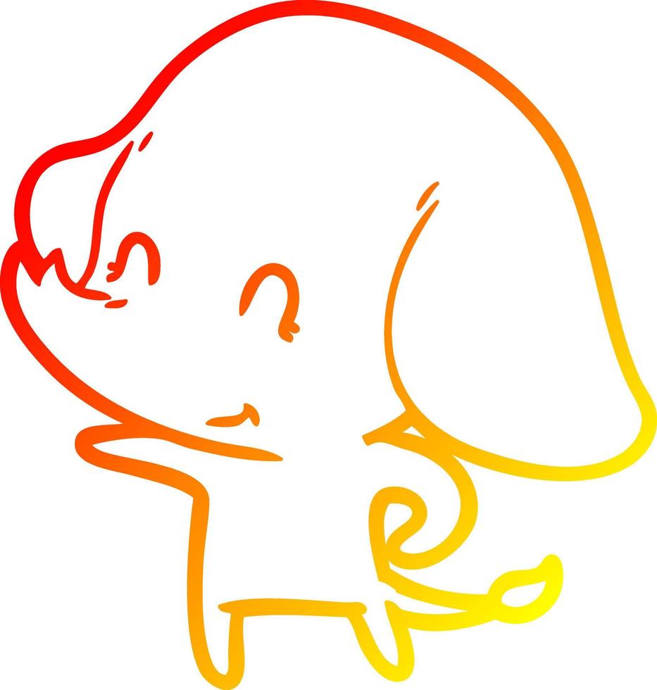 ligne de gradient chaud dessinant un éléphant de dessin animé mignon vecteur