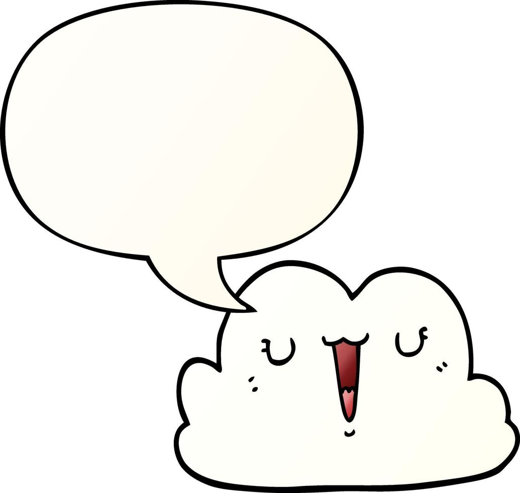 nuage de dessin animé mignon et bulle de dialogue dans un style de dégradé lisse vecteur