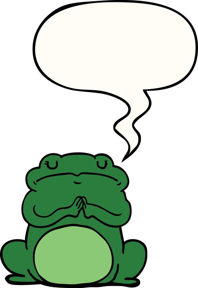 dessin animé grenouille arrogante et bulle de dialogue vecteur