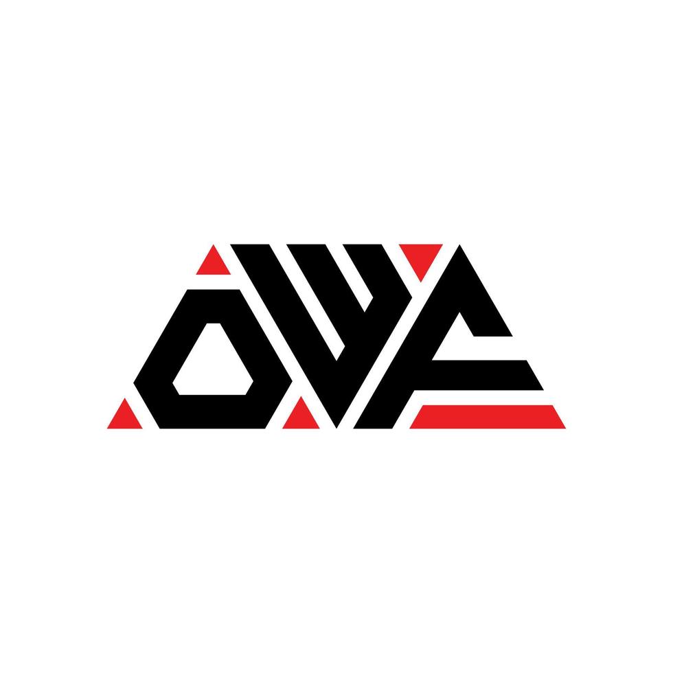 création de logo de lettre triangle owf avec forme de triangle. monogramme de conception de logo triangle owf. modèle de logo vectoriel triangle owf avec couleur rouge. owf logo triangulaire logo simple, élégant et luxueux. ouf