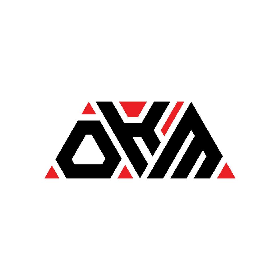 création de logo de lettre triangle okm avec forme de triangle. monogramme de conception de logo triangle okm. modèle de logo vectoriel triangle okm avec couleur rouge. logo triangulaire okm logo simple, élégant et luxueux. d'accord