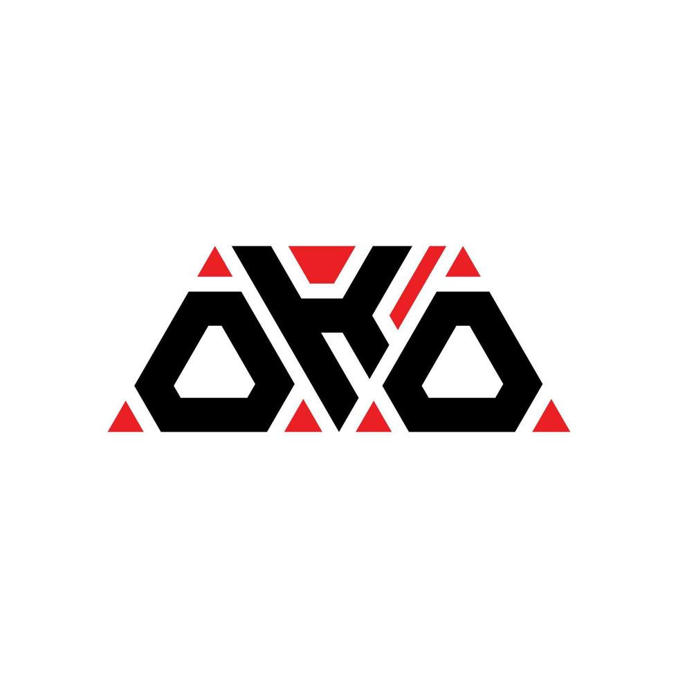 création de logo de lettre triangle oko avec forme de triangle. monogramme de conception de logo triangle oko. modèle de logo vectoriel triangle oko avec couleur rouge. logo triangulaire oko logo simple, élégant et luxueux. d'accord