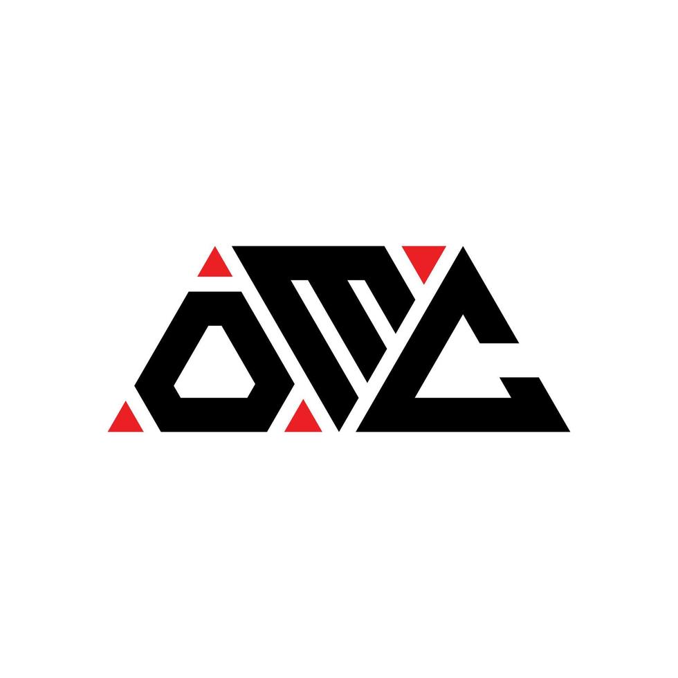création de logo de lettre triangle omc avec forme de triangle. monogramme de conception de logo triangle omc. modèle de logo vectoriel triangle omc avec couleur rouge. logo triangulaire omc logo simple, élégant et luxueux. moc