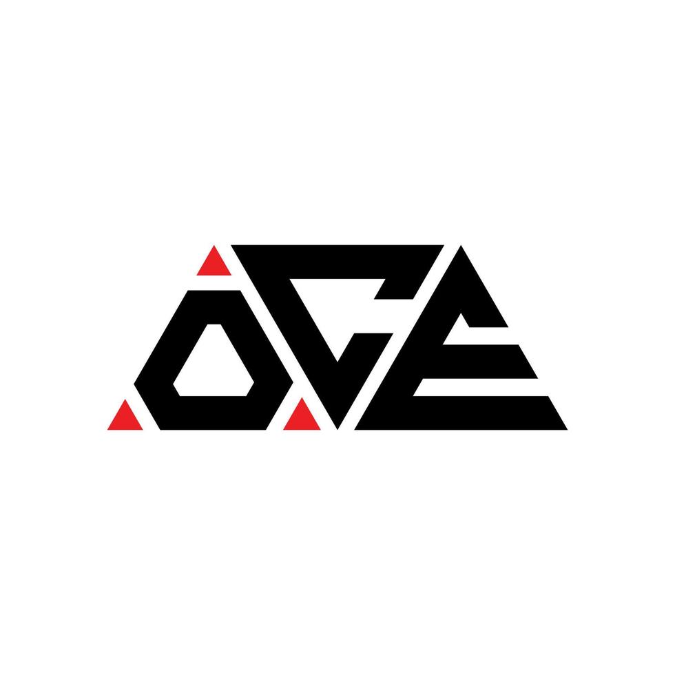 création de logo de lettre triangle oce avec forme de triangle. monogramme de conception de logo triangle oce. modèle de logo vectoriel triangle oce avec couleur rouge. logo triangulaire oce logo simple, élégant et luxueux. oce