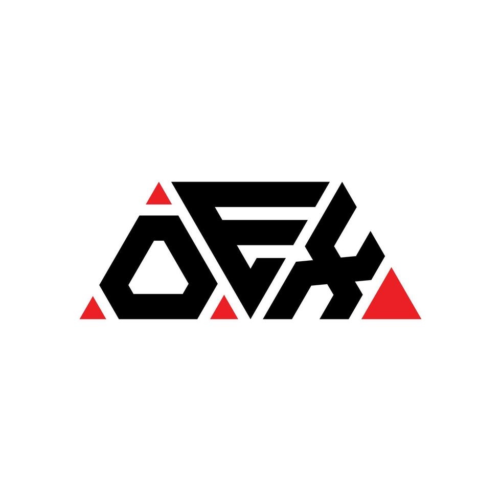 création de logo de lettre triangle oex avec forme de triangle. monogramme de conception de logo triangle oex. modèle de logo vectoriel triangle oex avec couleur rouge. logo triangulaire oex logo simple, élégant et luxueux. oex