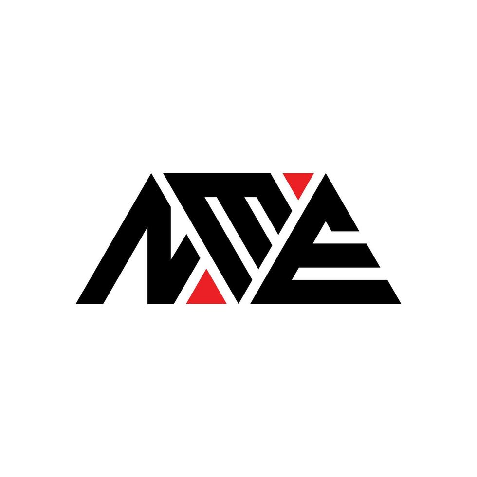 création de logo de lettre triangle nme avec forme de triangle. monogramme de conception de logo triangle nme. modèle de logo vectoriel triangle nme avec couleur rouge. logo triangulaire nme logo simple, élégant et luxueux. nme