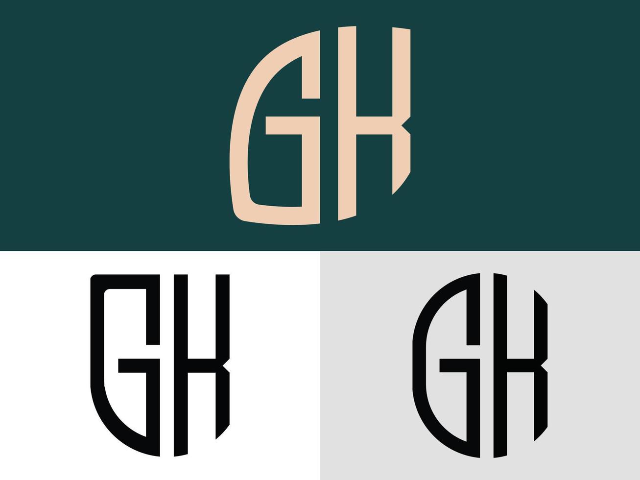 ensemble de conceptions de logo gk de lettres initiales créatives. vecteur