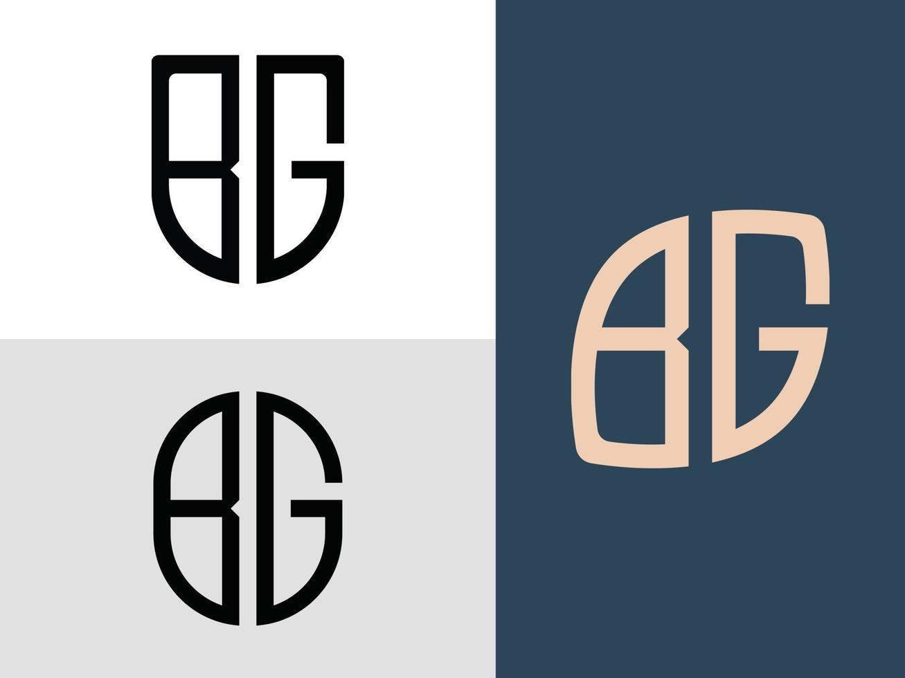 ensemble de conceptions de logo bg de lettres initiales créatives. vecteur