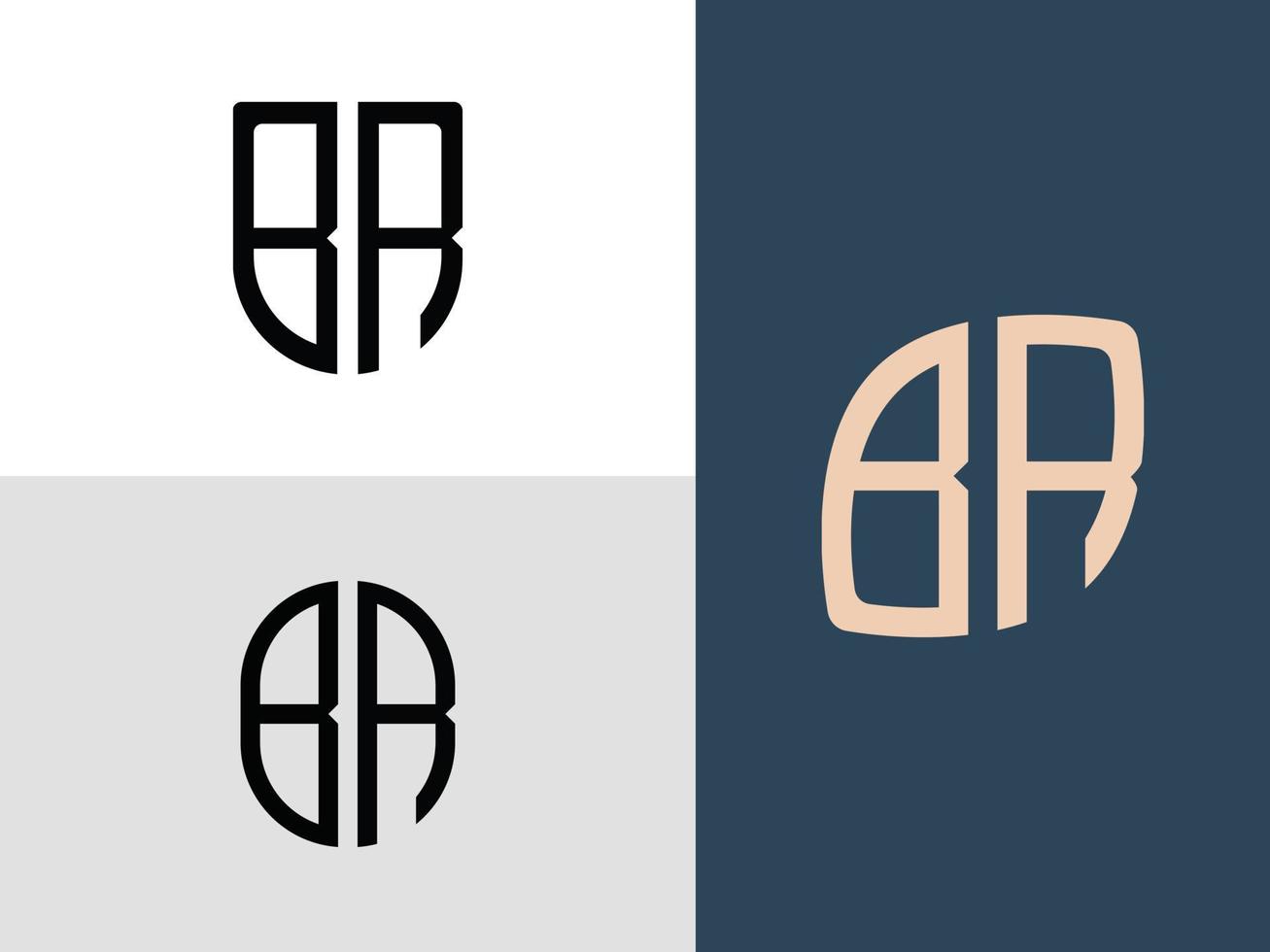 ensemble de conceptions de logo br de lettres initiales créatives. vecteur
