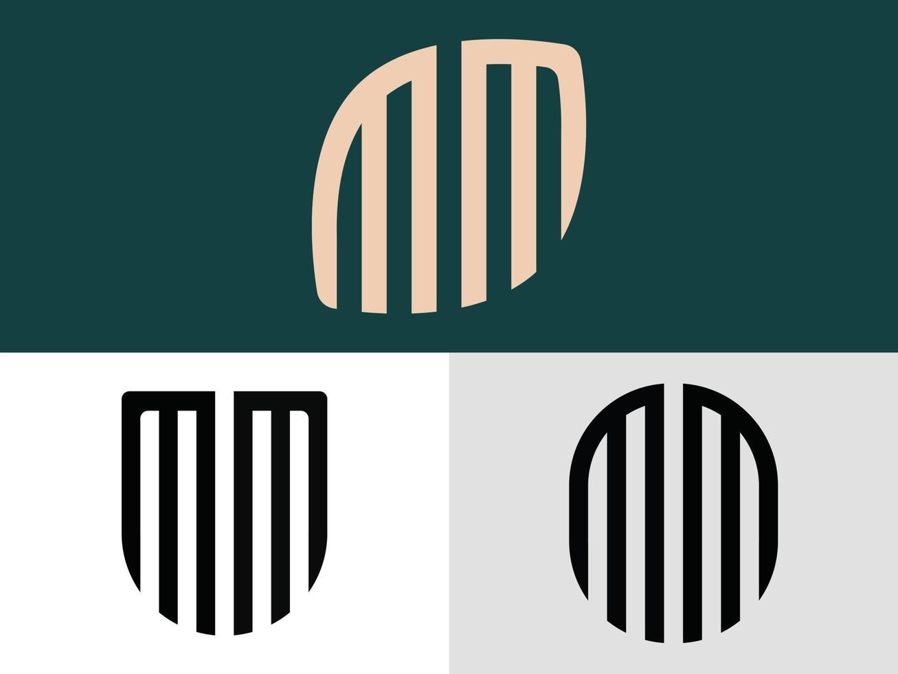 ensemble de conceptions de logo mm de lettres initiales créatives. vecteur