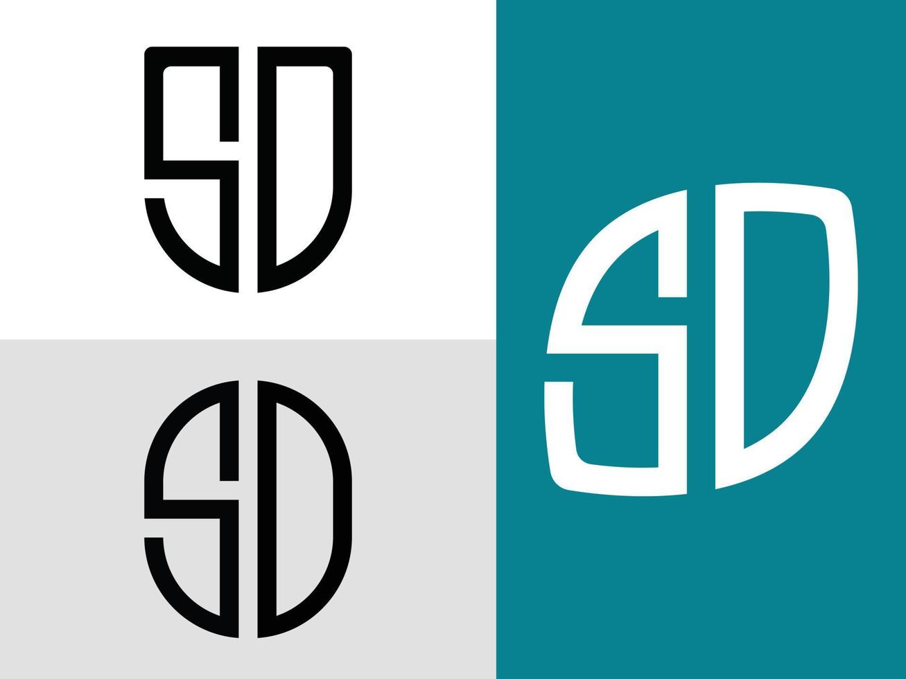 ensemble de conceptions de logo sd de lettres initiales créatives. vecteur