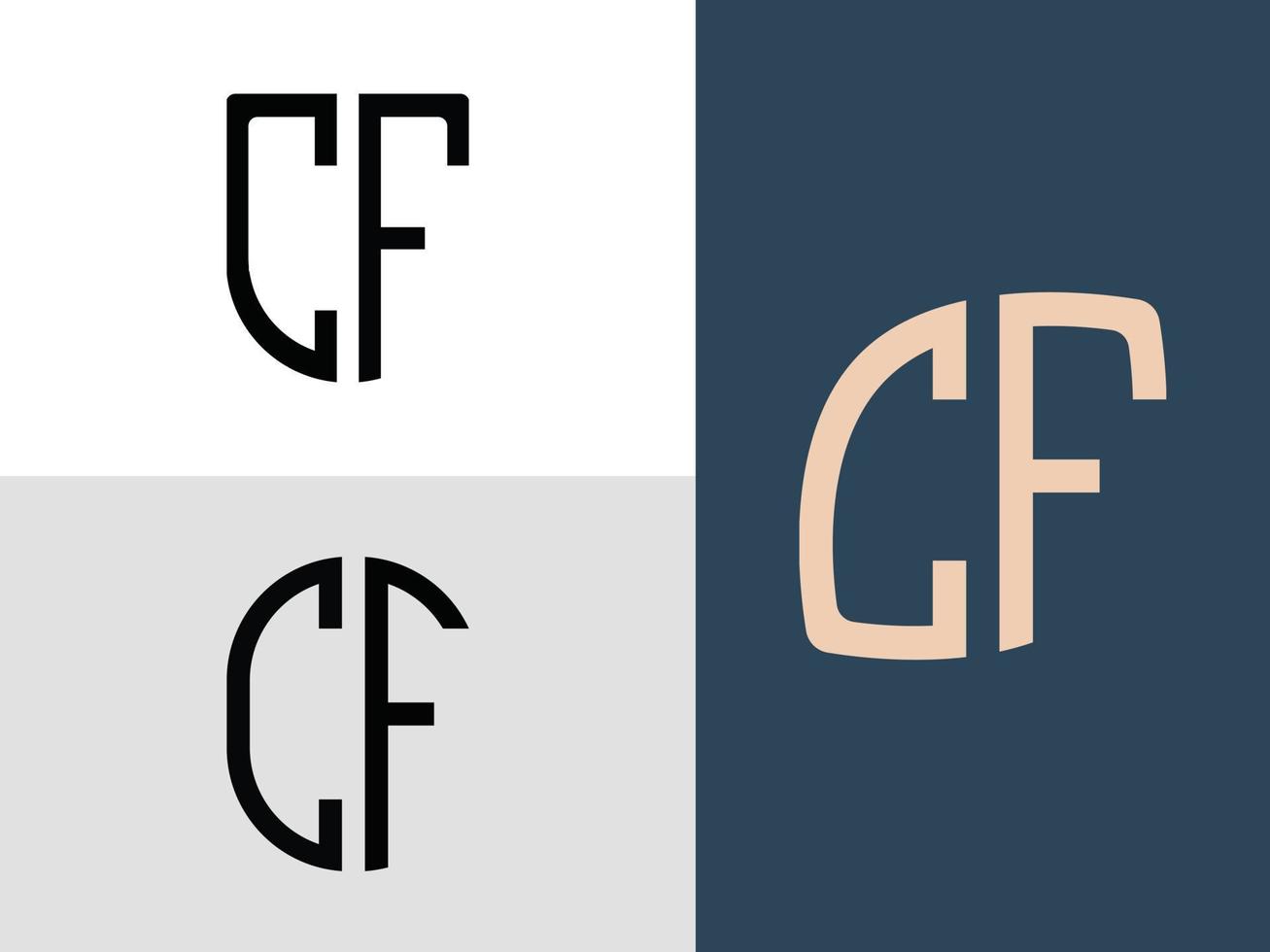 lettres initiales créatives cf ensemble de conceptions de logo. vecteur