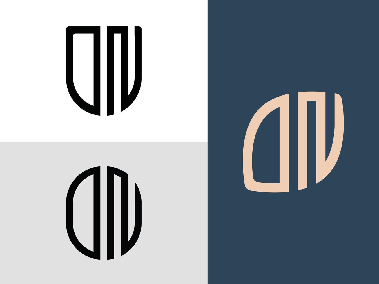 ensemble de conceptions de logo dn de lettres initiales créatives. vecteur