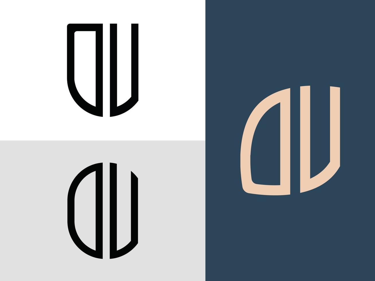 ensemble de conceptions de logo dv de lettres initiales créatives. vecteur