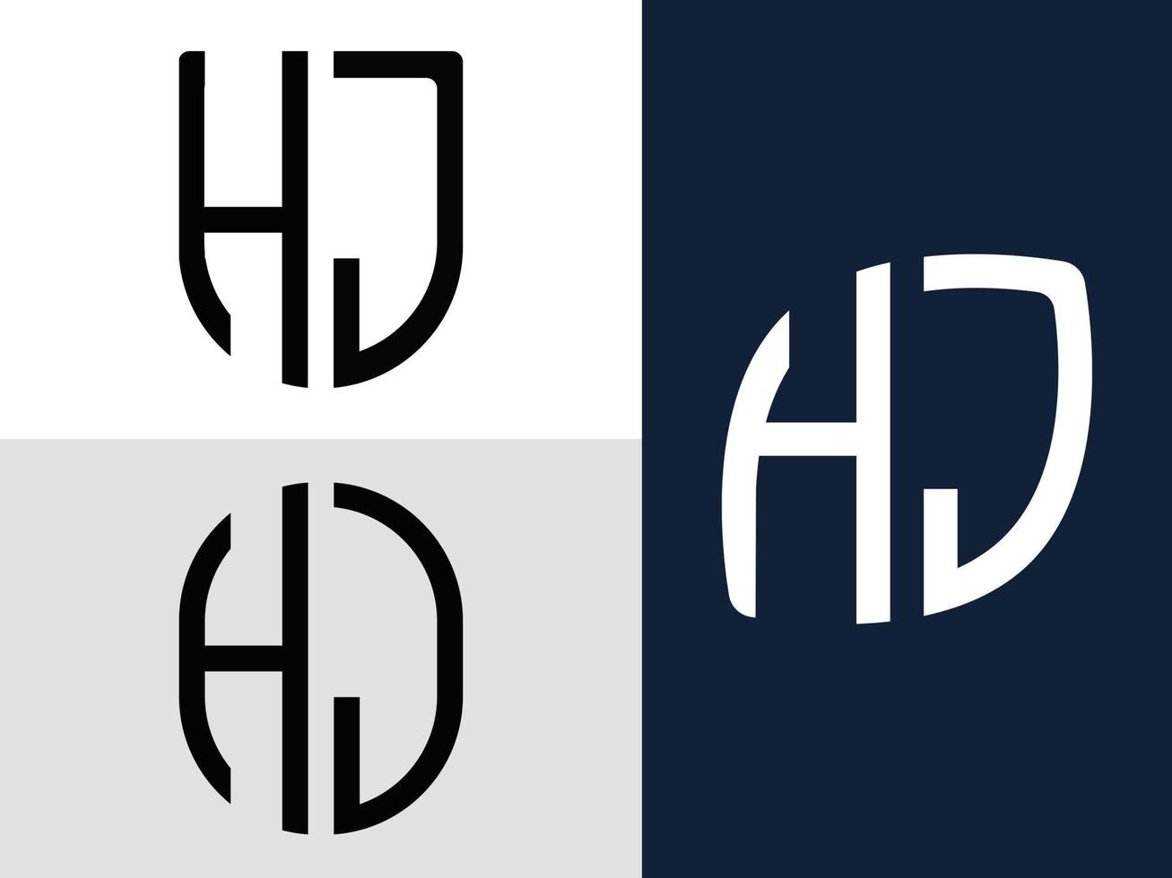 ensemble de conceptions de logo hj de lettres initiales créatives. vecteur