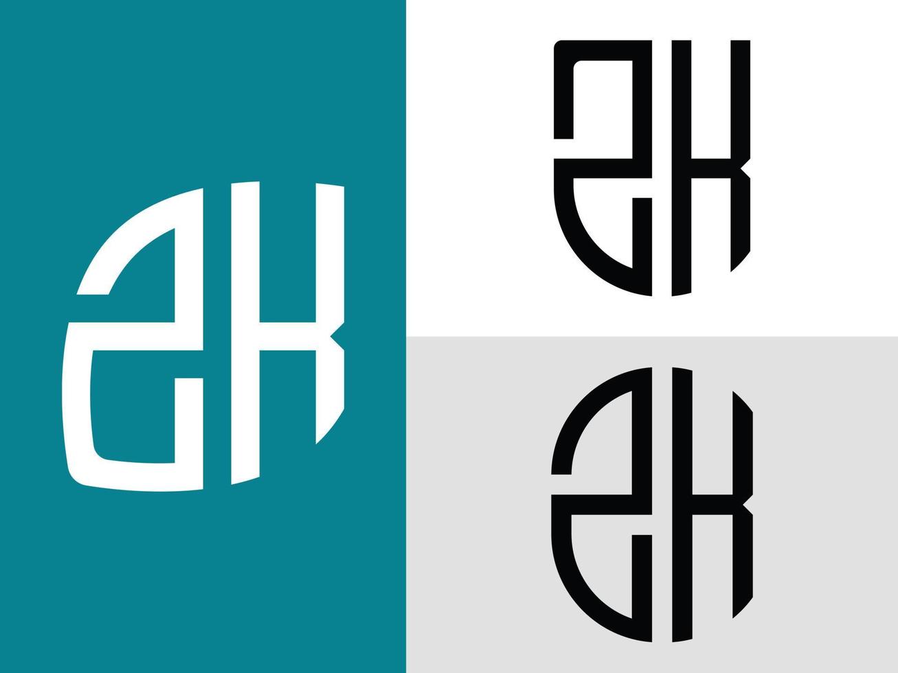 ensemble de conceptions de logo zk de lettres initiales créatives. vecteur