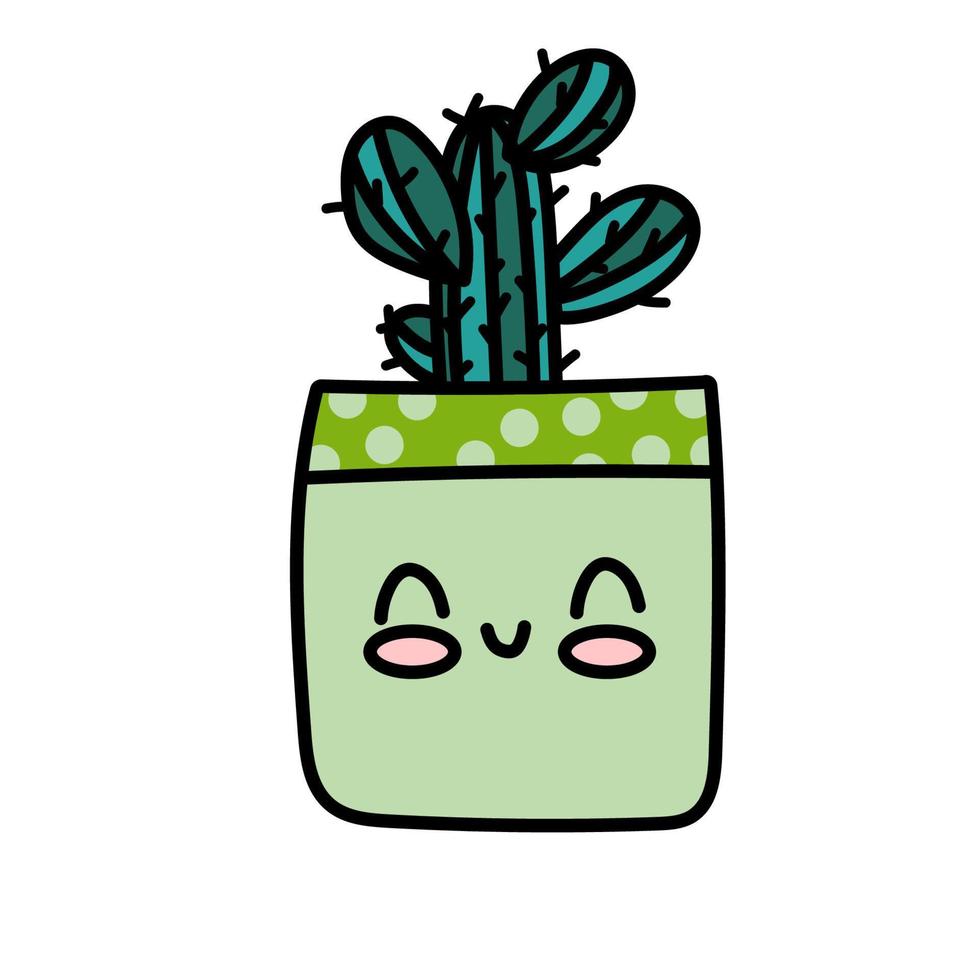 cactus mignon dans un pot, illustration de griffonnage vecteur