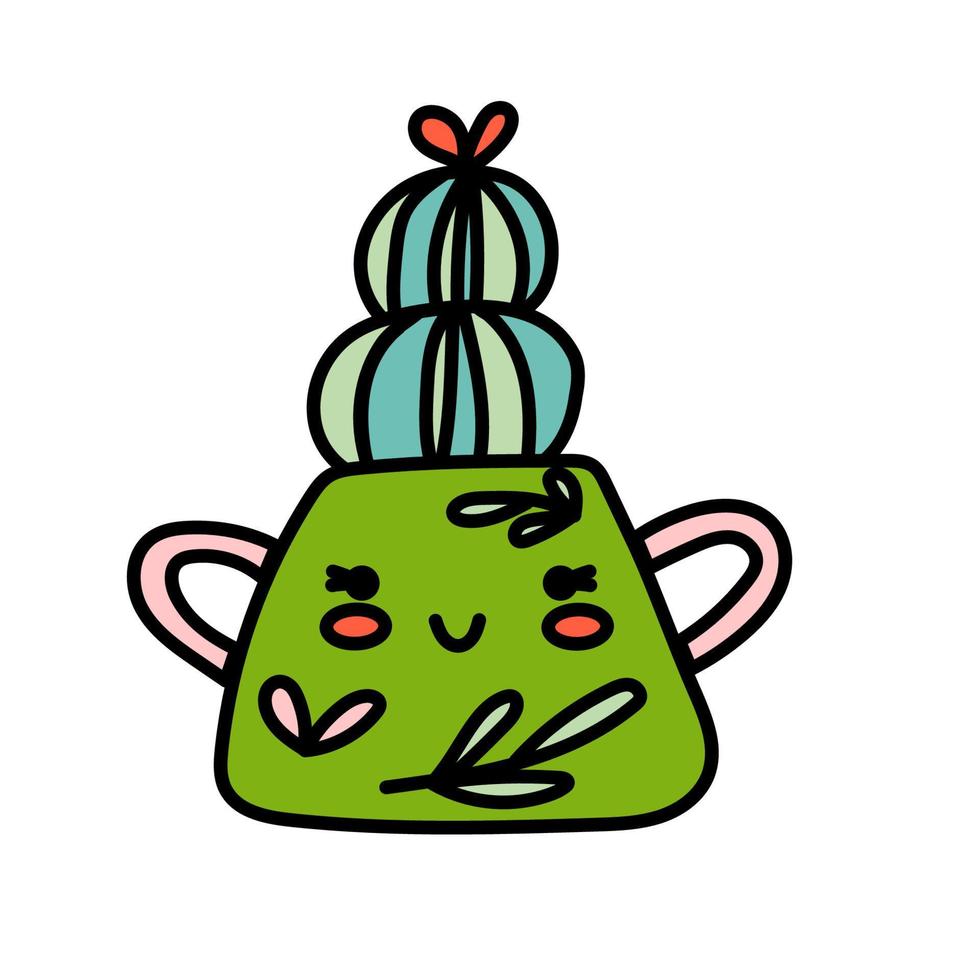 cactus mignon dans un pot, illustration de griffonnage vecteur