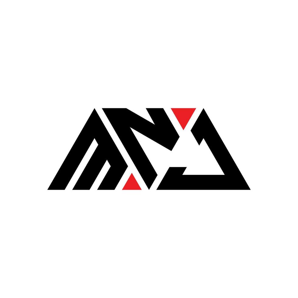 création de logo de lettre triangle mnj avec forme de triangle. monogramme de conception de logo triangle mnj. modèle de logo vectoriel triangle mnj avec couleur rouge. logo triangulaire mnj logo simple, élégant et luxueux. mnj