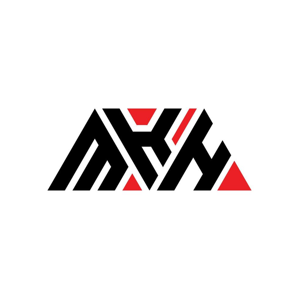 création de logo de lettre triangle mkh avec forme de triangle. monogramme de conception de logo triangle mkh. modèle de logo vectoriel triangle mkh avec couleur rouge. logo triangulaire mkh logo simple, élégant et luxueux. mkh