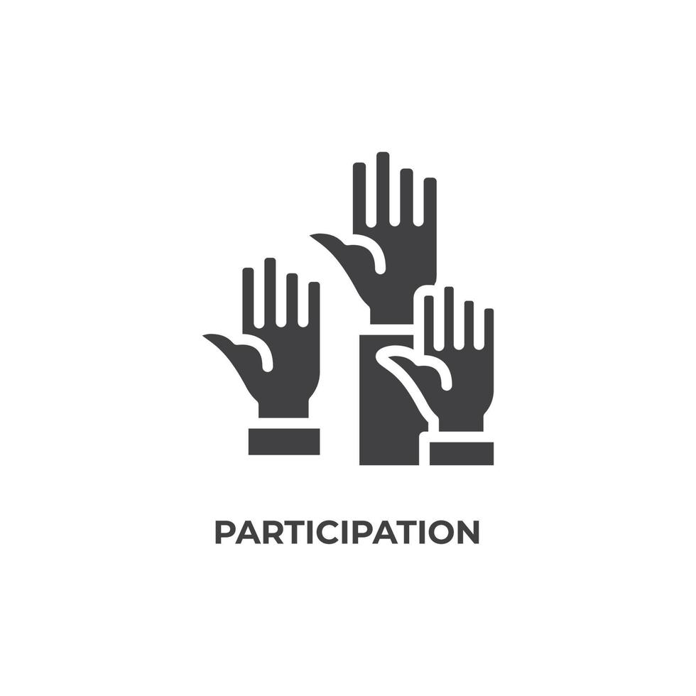 Le signe vectoriel du symbole de participation est isolé sur fond blanc. couleur de l'icône modifiable.