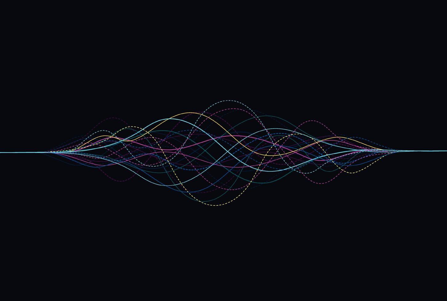 lignes d'onde fluide dynamique. concept de réseaux de visualisation d'apprentissage en profondeur d'intelligence artificielle pour l'ai, la musique, le son. illustration vectorielle vecteur