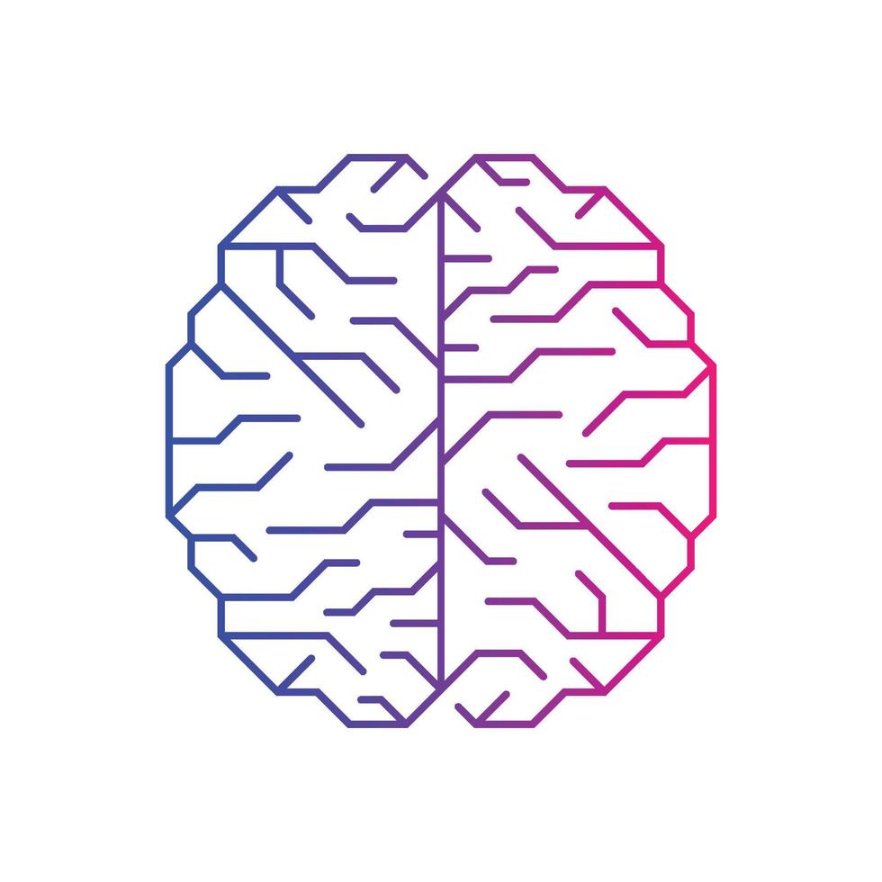 icône de cerveau d'intelligence artificielle. concept de transfert de données électroniques numériques. illustration vectorielle vecteur