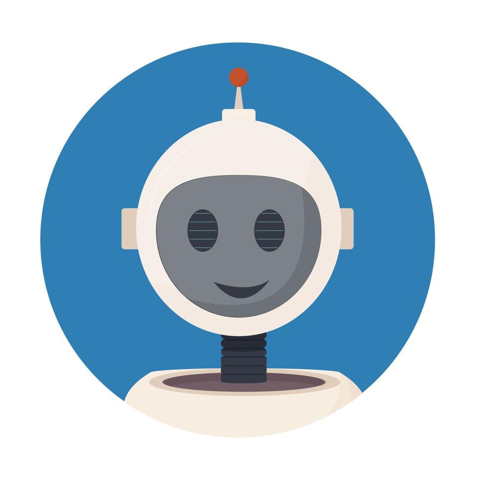 bot de chat, avatar de robot en cercle, forme ronde isolée sur illustration vectorielle stock fond blanc. technologie ai, assistant futuriste. communication, concept de conversation dans un style plat. vecteur