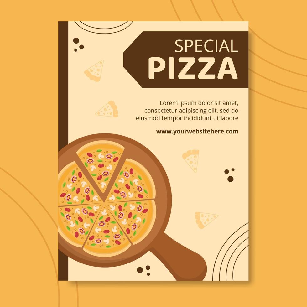 modèle d'affiche de nourriture de pizza illustration vectorielle de fond de dessin animé dessiné à la main vecteur