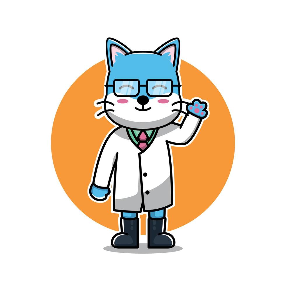 vecteur d'illustration du chat médecin portant son uniforme. vecteur santé et profession, illustration animale