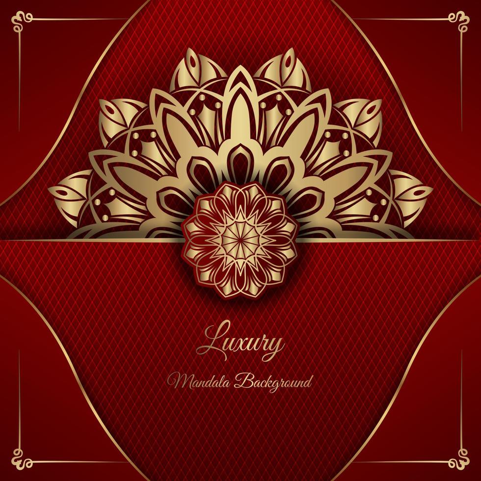 rouge et or, fond de mandala de luxe vecteur