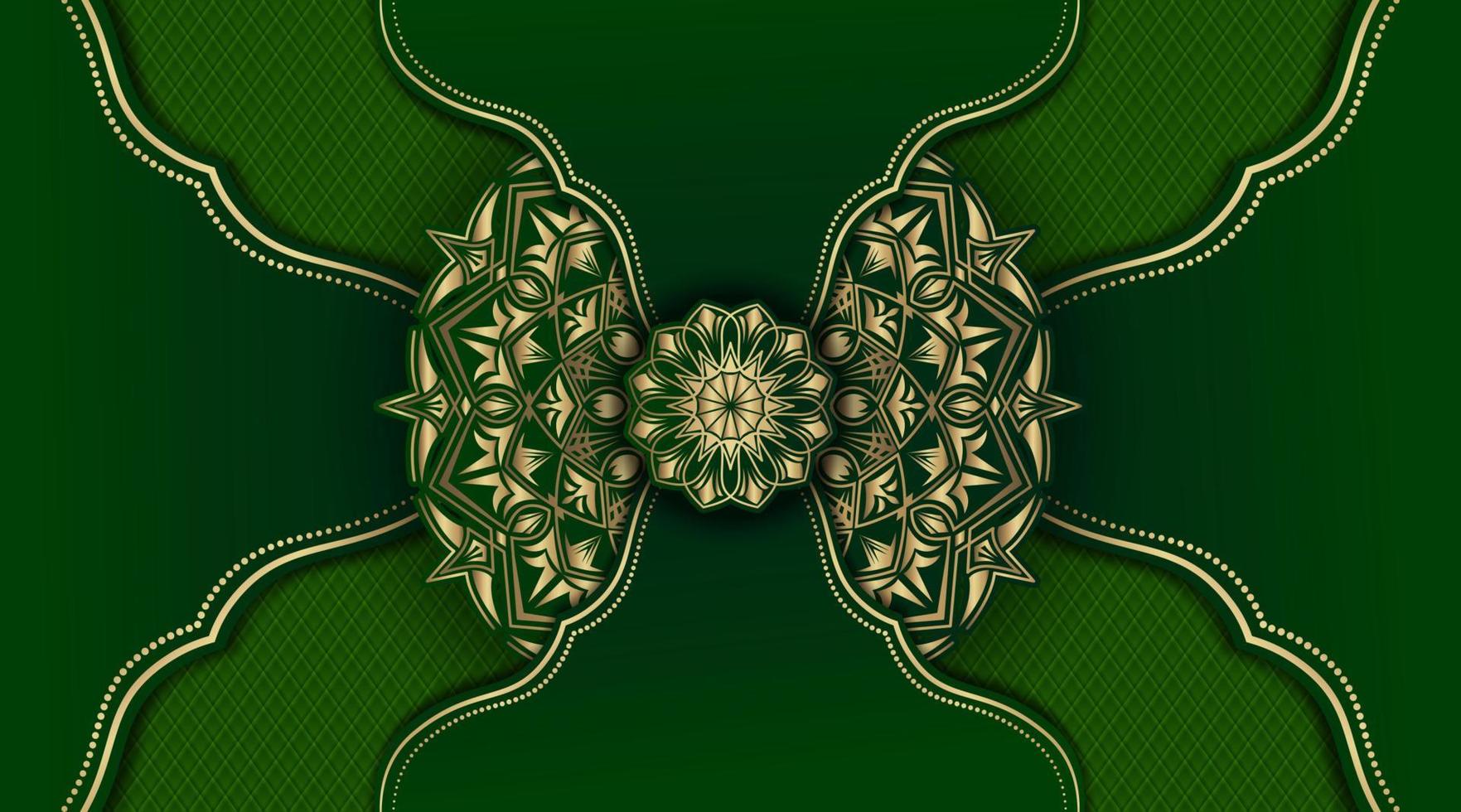 fond de mandala, vert et or vecteur