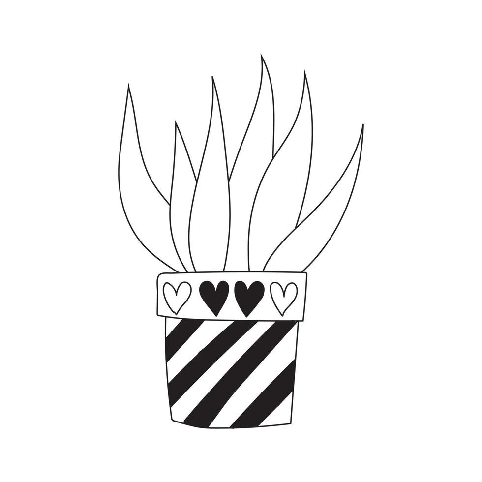 mignon doodle cactus dans un pot de fleur, illustration vectorielle de plante d'intérieur vecteur